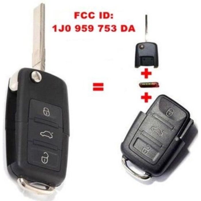 clé électronique vierge pour volkswagen Polo Passat golf bora Skoda ID48 1J0959753DA