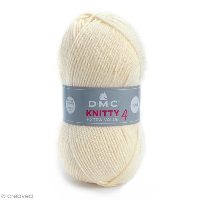 Laine Knitty 4 DMC - 100 g Laine Acrylique Knitty 4, de DMC :Coloris: Blanc ivoire 812Matière : 100 % acrylique Poids : 100 g