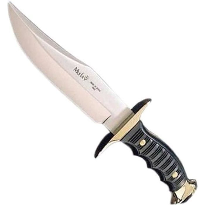 Couteau de chasse Muela Montagne 7180, or zamak, poignées noires, 300 grammes + multi-usages carte-cadeau
