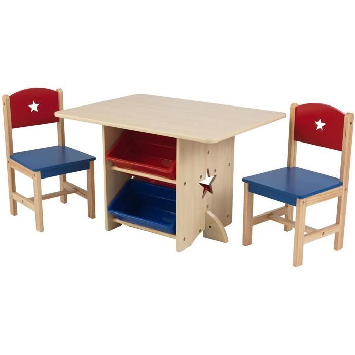 KIDKRAFT - Table et 2 chaises enfant en bois étoile