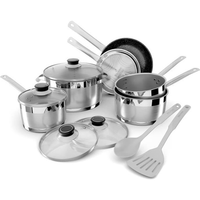 BACKEN Batterie de cuisine 12 pièces 659912 - Inox - Tous feux dont induction + Four