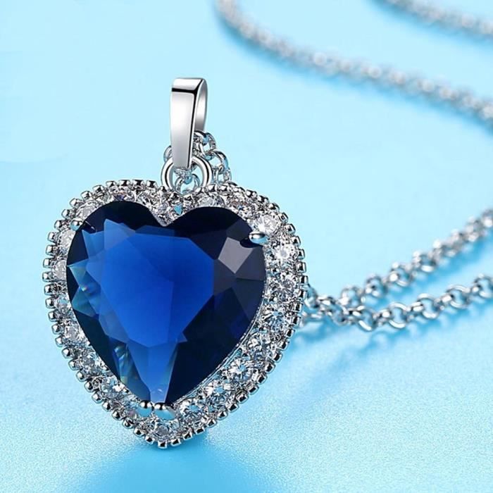 Collier Femme Coeur de L'Océan Titanic Premium Argenté Bleu
