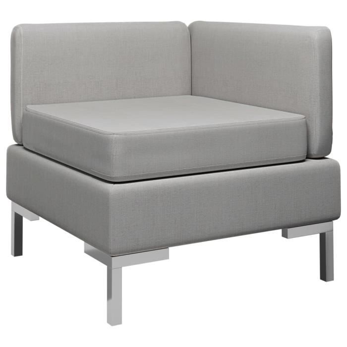 Canapé d'angle sectionnel avec coussin Tissu Gris clair