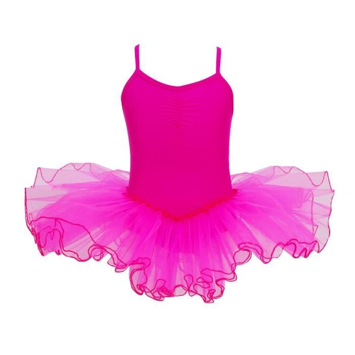 Justaucorps Tutu de Danse Classique Ballet Gymnastique Tulle Robe 2-12 Ans Rose