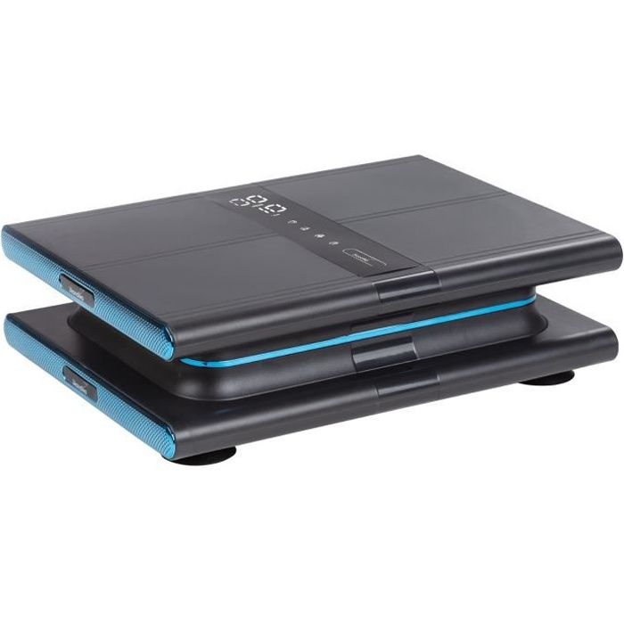 Skandika Sunna - Plateforme vibrante Moderne compacte - jusqu'à 20 Hz - Télécommande - 20 Niveaux - 3 + 1 progr. - Gris/Bleu