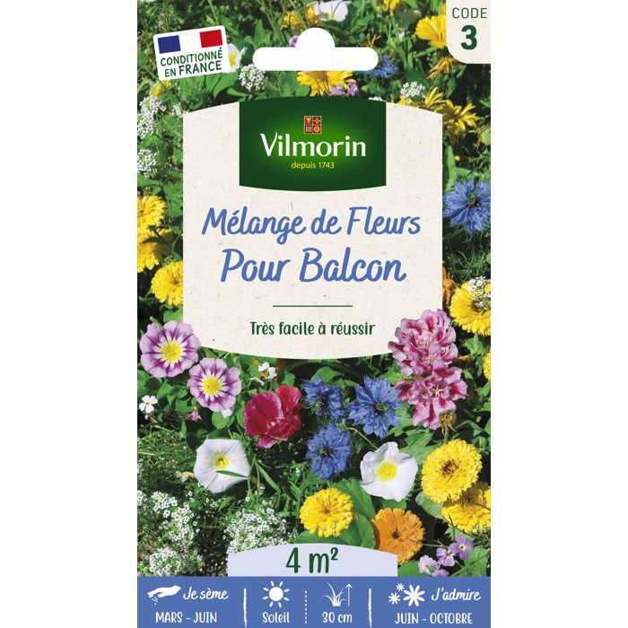 VILMORIN Mélange graines de fleurs annuelles FLEURS DE BALCON