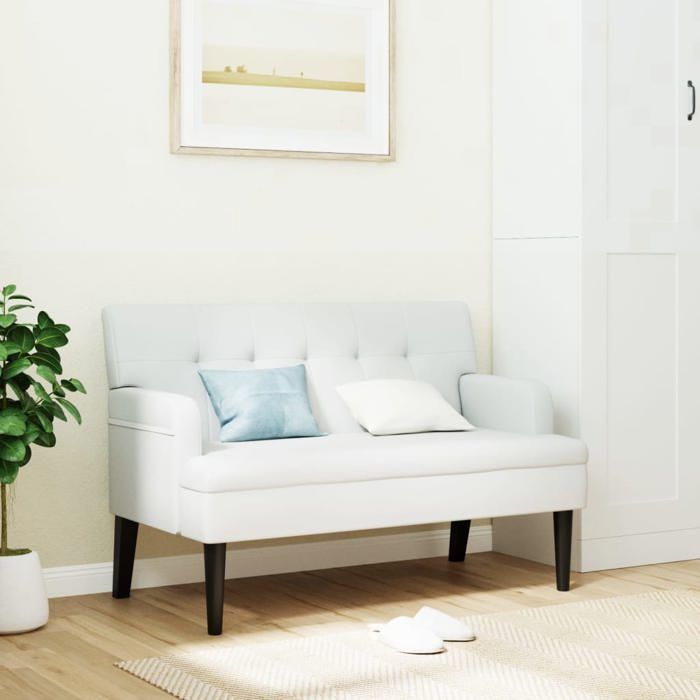 vidaXL Banc avec Dossier Canapé avec Accoudoir Banquette avec Pieds en Bois Siège de Salon Salle de Séjour Moderne 372154