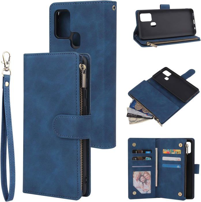 Coque étui Support Avec Protection écran 9H Pour Logicom Comet - Bleu, Porte-cartes, Fonction Stand