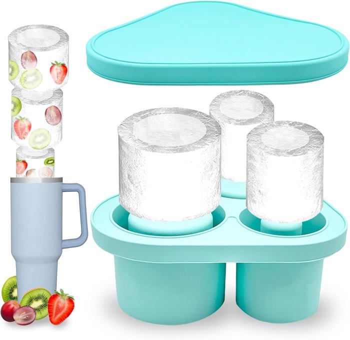 Bac à Glaçons Silicone Cylindriques Creux Avec Couvercle Pour Tasse Stanley 590-1200 Ml - Moules à Glace Pour Cocktails, Whisky Et Boissons