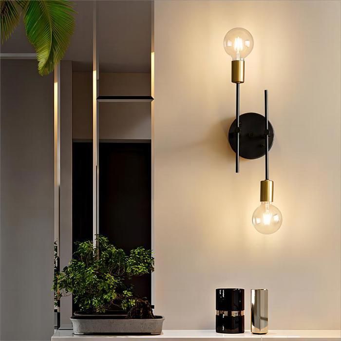 SNOGOLD Applique Murale Moderne Plafonnier Industriel 2 Lumières E27 Luminaire Lustre en Métal Noir pour Salon Café Couloir