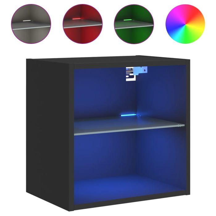 Table de chevet murale - avec lumières LED - noir LL247764