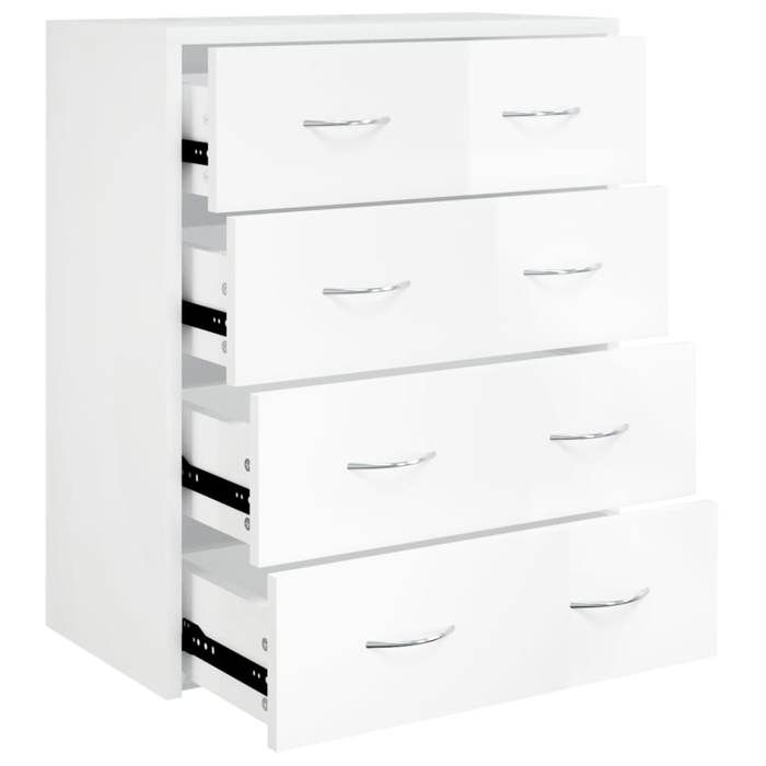 CLOUD Meuble de rangementCommode Armoire Buffet avec 4 tiroirs 60x305x71 cm Blanc brillant CHYNEW5111889