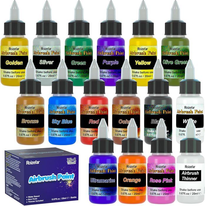 Kit De Nettoyage Pour Aérographe X ARTY HUB - 8 Flacons De 120 Ml De Nettoyant + 1 Pot De Trempage Avec Support - Pour Peintures Aqueuses Et Acryliques - Inclut Brosses Et Aiguilles