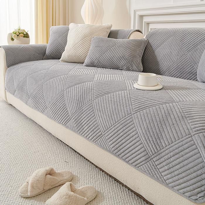 Coussin de Canapé Épais et Antidérapantavec Housse de Canapé en Coton et Lin Gris clair，90cm*90cm