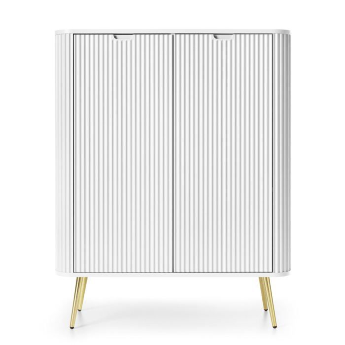 Buffet haut 2 portes - ZOVA- 103 cm - blanc avec pieds dorés Buffet haut 2 portes - ZOVA- 103 cm - blanc avec pieds dorés