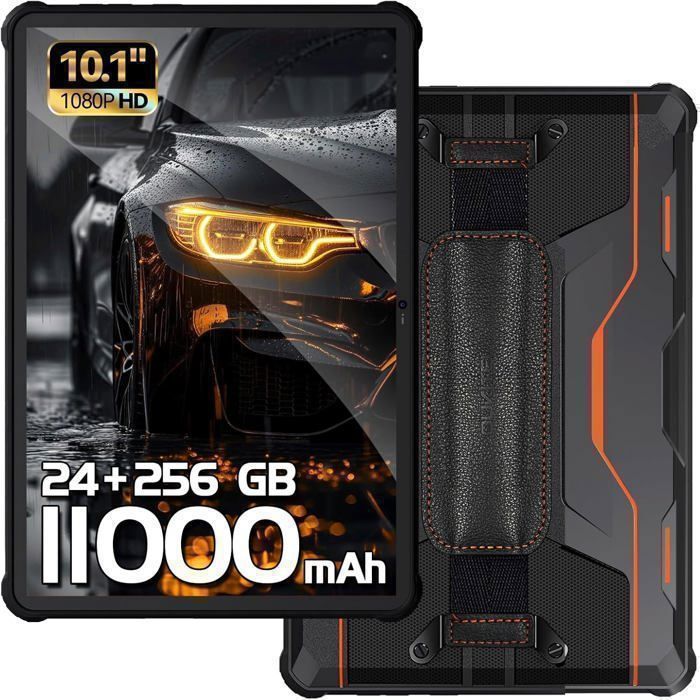 OUKITEL RT9 Tablette Écran 10.1 24Go+256GO 11000mAh Tablette Tactile 16MP Android 14 Tablette Incassable Double SIM 4G/GPS Orange