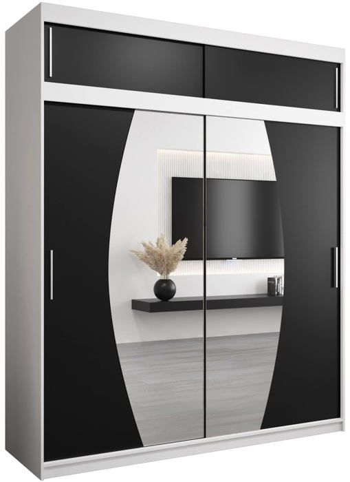 Grande Armoire Camif à Portes Coulissantes Miroir - Bois - 171-180 Cm - 4 étagères - Occasion
