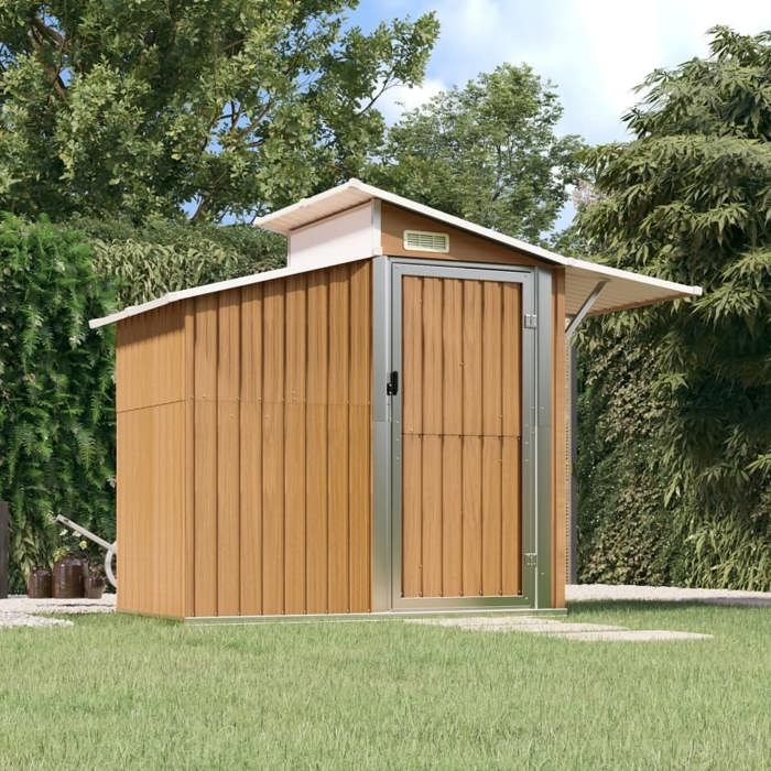 Soldes dété 2025 Abri de stockage pour jardin - CLOUD - Outil de jardinage - Marron 270x130x2085 cm Acier galvanisé LL227