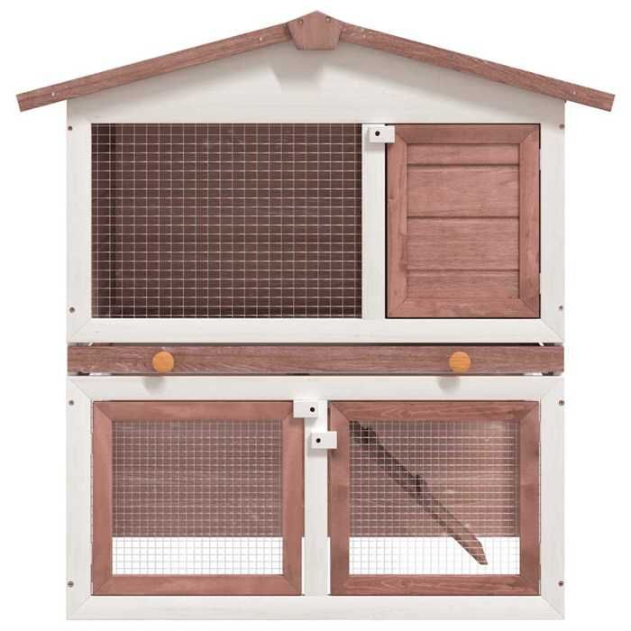 (32421)Abris/cage pour petit animaux CHICClapier dextérieur 3 portes Marron Bois FR