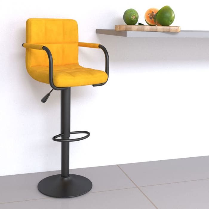 SALE 2025Tabouret de bar - Tabouret de Cuisine - Jaune moutarde Velours - 48x47x90 cm 8 5 Kg 1240