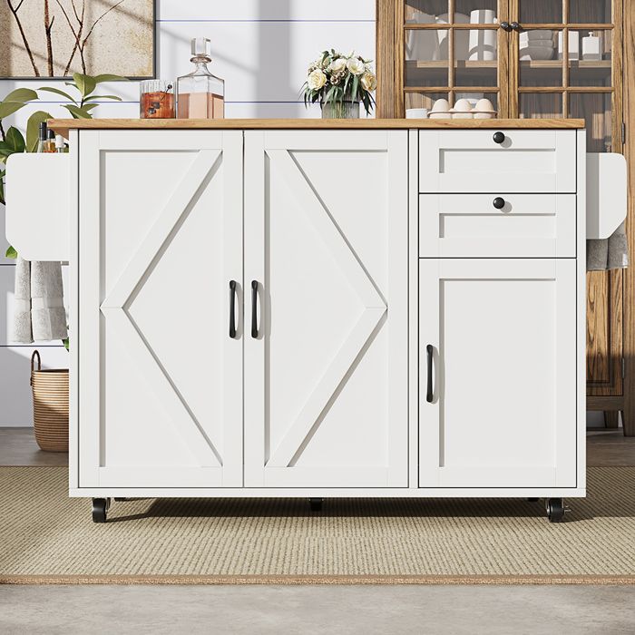 Buffet De Cuisine Îlot de cuisine moderne Desserte bois rangement étagères snacks Blanc Buffet De Cuisine Îlot de cuisine moderne Desserte bois rangement étagères snacks Blanc