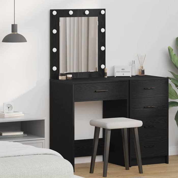 (ON SALE)Table de Maquillage/chambre Coiffeuse - Chêne noir - 50x41x135 cm Bois dingénierie EU574765