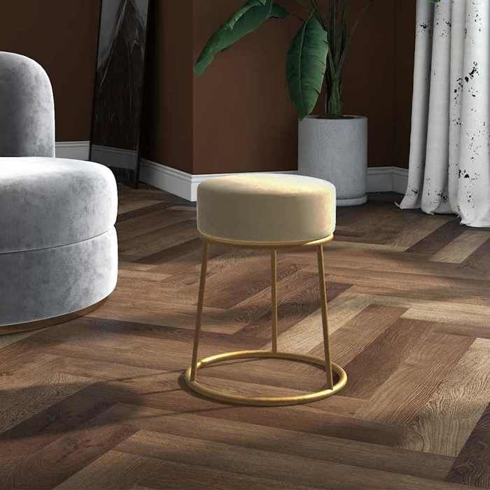 SOLDES dAutomneTabouret - Petit Fauteuil Salon pour chambre - rond Gris foncé Velours - 30x38cm 874
