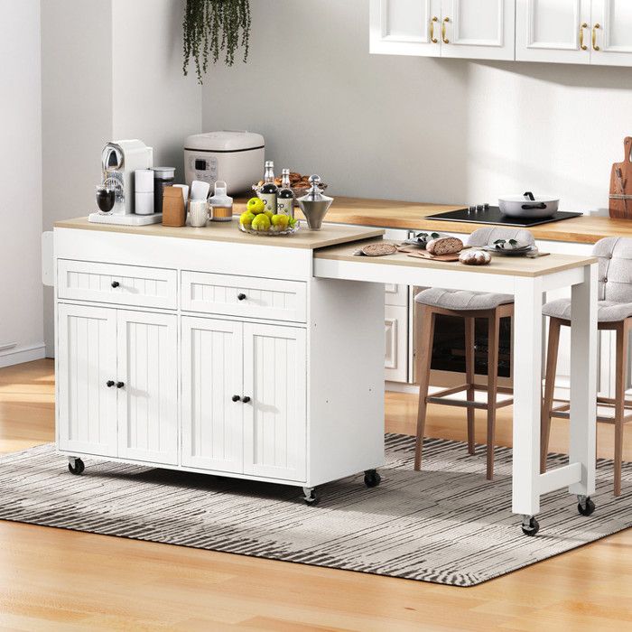 Buffet bas 112-180.5×45×92.2 cm avec coin repas extensible Buffet de cuisine avec tiroirs Buffet salle a manger en blanc +