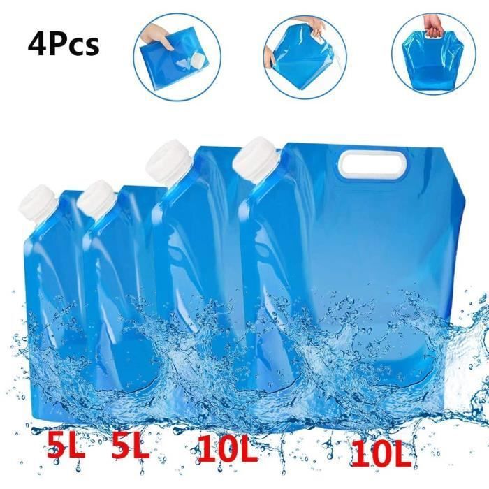 Bidon d'eau Bidon de robinet d'eau : 4 pièces 20 L sac à eau pliable