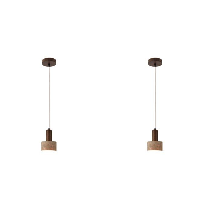 2X Suspension LED en Travertin Jaune Intensité Variable 3 Couleurs 110-240 V Style Japonais Wabi Sabi Idéale pour une Table de