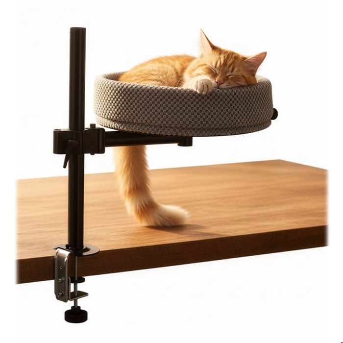Comparer les prix de Relaxdays Lit pour chat de bureau réglable en hauteur pivote à 360° 20 kg panier moelleux Ø 38 cm gris/noir