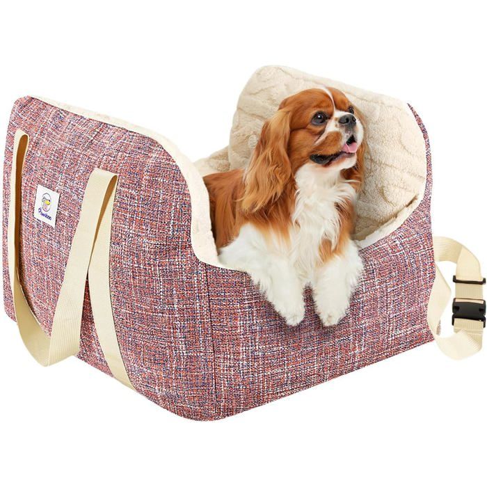 Siège de voiture pour chien - PAWABOO - pour petit chien (≤11 kg) - Rembourré - Imperméable - Laisse de sécurité intégrée