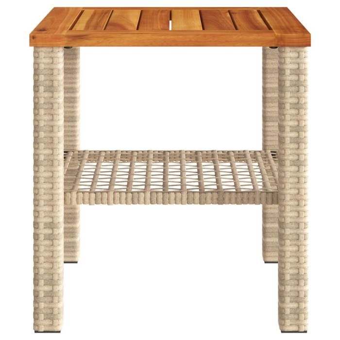 Black Friday Table à dîner de jardin BURKE 2/4 PERSONNES beige 40x40x42 cm résine tressée et bois acacia TTT402