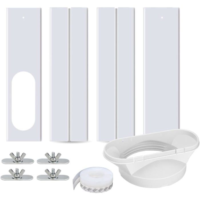 Kit détanchéité pour climatiseur mobile - XVX - Kit 4 pièces - fenêtres 16–140 cm - largeur 130 mm - argent