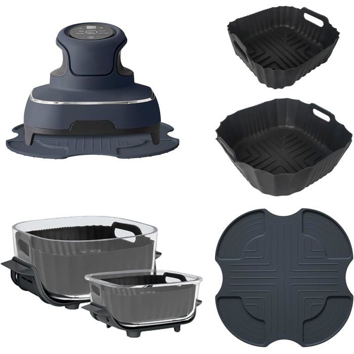 Accessoires pour friteuse à air chaud-KAL-Accessoires air fryer pour Ninja Crispi FN101GYtapis silicone et 2 moules