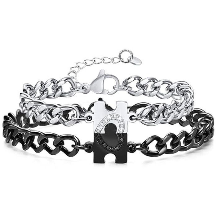 XJYDNCG Bracelet Couple Puzzle dAmour en Acier Inoxydable - Cadeau pour Femmes Hommes
