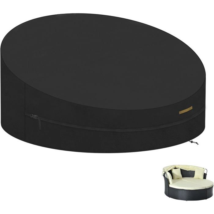 Housse De Protection Canapé-Lit Rond De Jardin Imperméable - Couverture Lit Rond Avec Manipuler En Tissu Oxford 420D - Ø190X90/50C