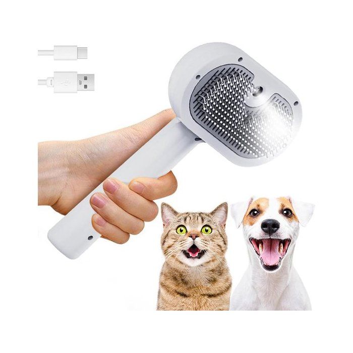 Brosse vapeur 3 en 1 pour chiens et chats - brosse vapeur pour poils longs et courts - antistatique et démêlante