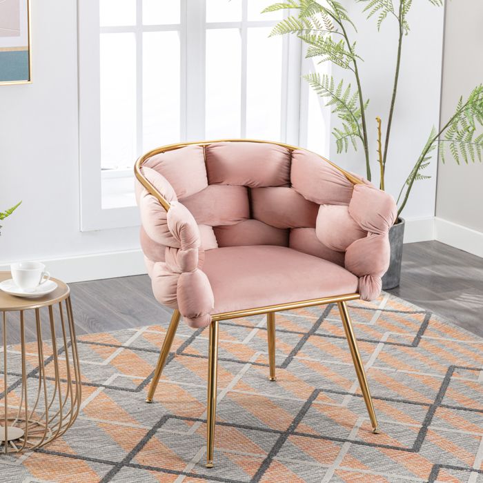 Fauteuil dappoint luxueux et moderne 73x56x75 cm Rose Métal design moderne rangement pratique format pratique pour la maison
