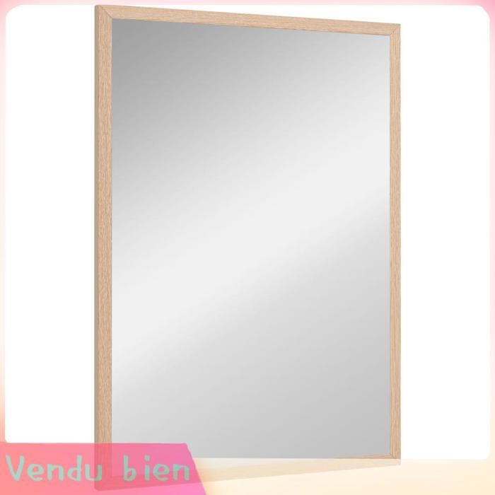 LIA Miroir mural bois naturel 50x70cm