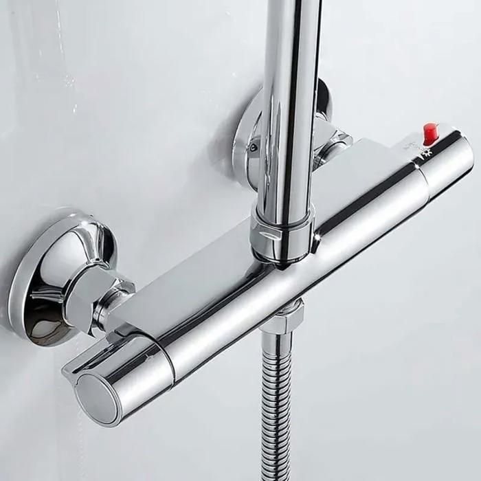 Mitigeur thermostatique bain/douche - Laiton chromé - 2 sorties - Anti-brûlure 38°C - Économie deau 50%