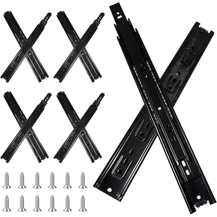 Glissiere pour Tiroir 35 6 cm Extension Complète Avec Glissières à Roulement à Billes Coulisse Tiroir 350MM(14INCH) Noir