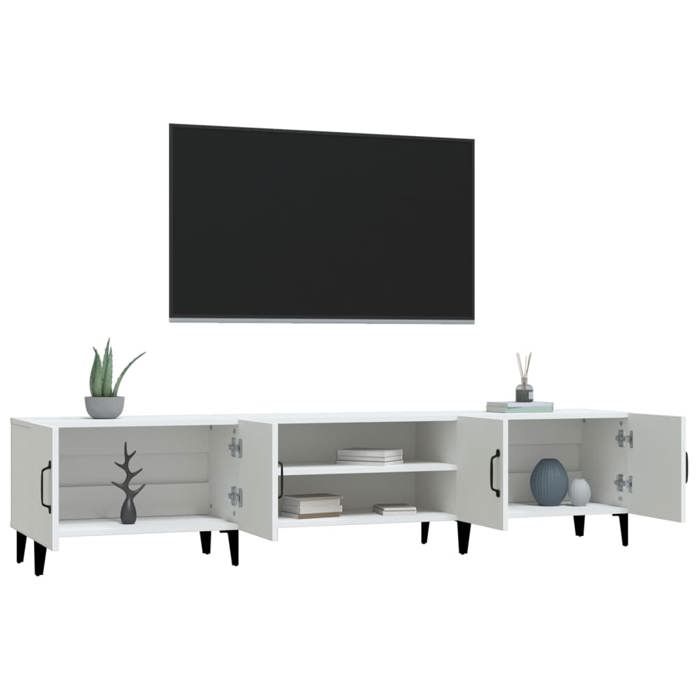 Meuble TV blanc 180x31 5x40 cm bois dingénierie_2 ans garantie_25405