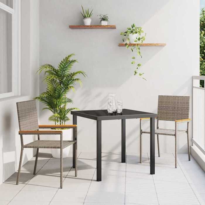 Chaises empilables de jardin (lot de 2) Gris et marron - Meuble dExtérieur LL2032
