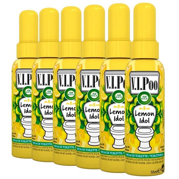 Air Wick Desodorisant WC Spray V.I.Poo Anti Odeur Parfum Lemon Idol 55 ml, Lot de 6