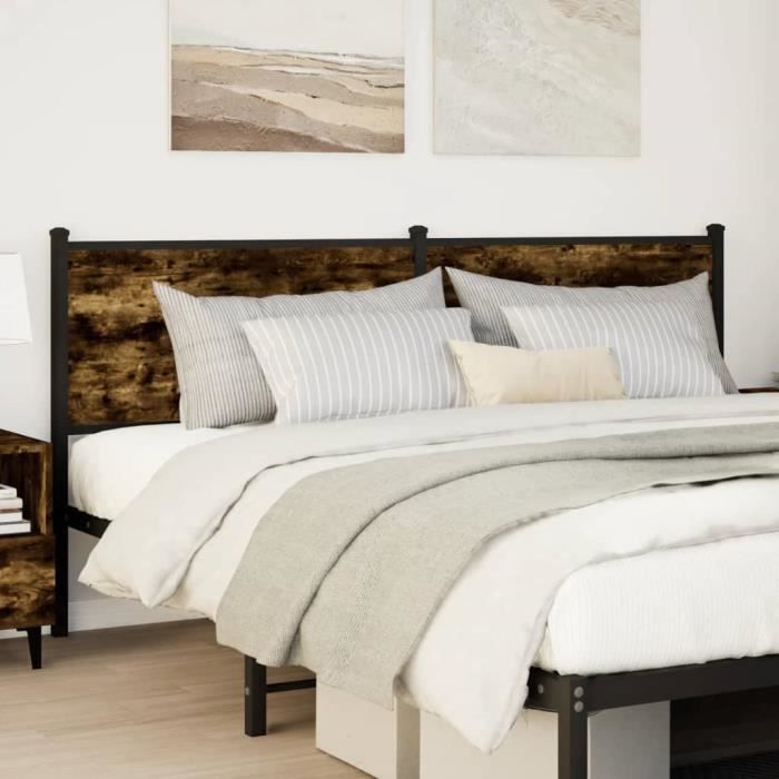 Tête de lit chêne fumé 160 cm bois dingénierie et acier -BK4007702 (PLA)