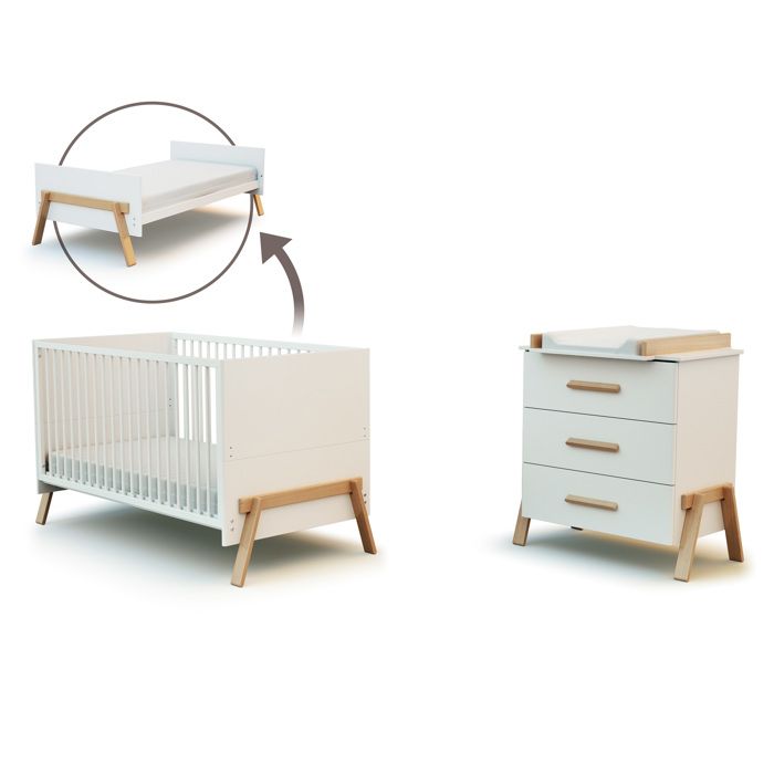 AT4 - Grand Duo 3 tiroirs en bois CANAILLE Blanc et Hêtre - AT4 - Grand Duo 3 tiroirs en bois CANAILLE Blanc et Hêtre -