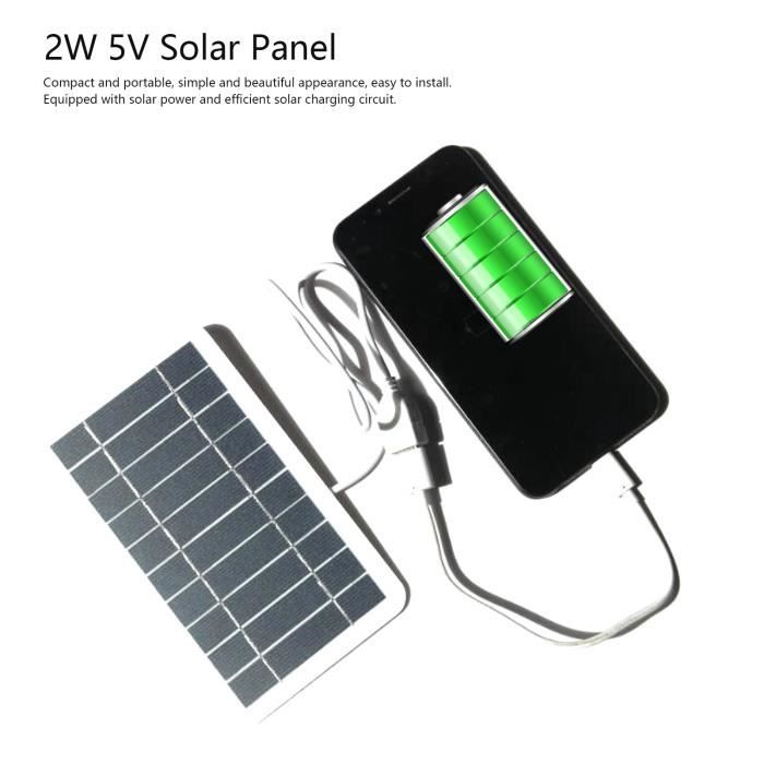 Panneau Solaire Portable 20W – USB 5V – Monocristallin, étanche IPX6 – Câble 3 M – Pour Téléphone, Batterie Externe, Caméra - 5