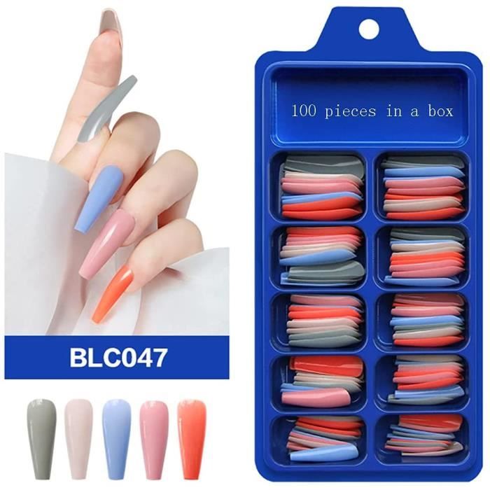 Lot De 100 Faux Ongles En Acrylique De 6 À 13 Mm De Large Et  Long,Couverture Complète, Cercueil Français , Couleurs Mélangées -  Cdiscount Au Quotidien