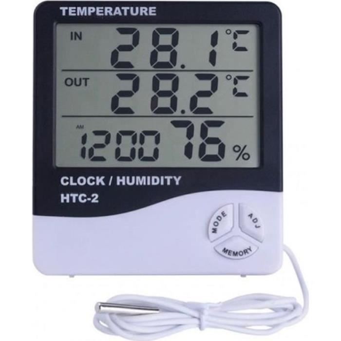 THERMOMETRE - HYDROMETRE Station météo Thermomètre digital intérieur avec sonde extérieur Hygromètre